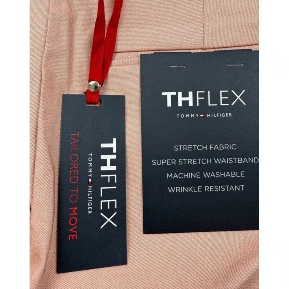 $95 NEW TOMMY HILFIGER Mens 42x32 Coral TH Flex Slim Dress Pants/Slacks